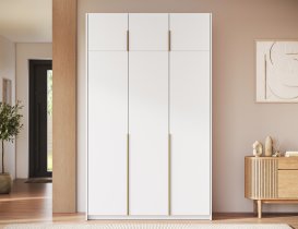 ADRK Furniture - Garderobni ormar Bregma III s nadogradnjom 150 cm - bijeli/zlatne ručke