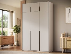 Garderobni ormar Bregma III s nadogradnjom 150 cm - kašmir/crne ručke