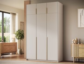 Garderobni ormar Bregma III s nadogradnjom 150 cm - kašmir/zlatne ručke