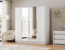 Ormar Lunara 200 cm - bijeli/zlatne ručke