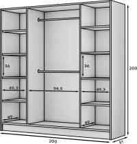 ADRK Furniture - Ormar Lunara 200 cm - kašmir/zlatne ručke