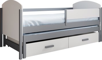 ADRK Furniture - Dječji krevet s dodatnim ležajem Olen - 90x200 - bijela/siva
