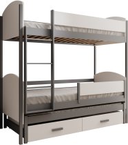 ADRK Furniture - Krevet na kat s dodatnim ležajem Leia - 90x200 cm - bijeli/sivi