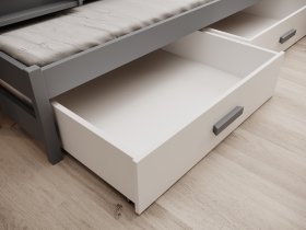 ADRK Furniture - Krevet na kat s dodatnim ležajem Leia - 90x200 cm - bijeli/sivi