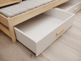 ADRK Furniture - Krevet na kat s dodatnim ležajem Leia - 90x200 cm - bijeli/bor