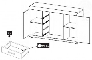 Laski meble - Komoda Link 140 2D4S - sonoma hrast