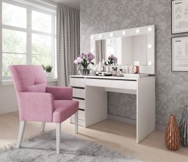 Laski meble - Toaletni stolić Ada s ogledalom i LED rasvjetom - bijela 