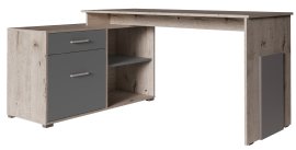 Kutni radni stol Como II 60 - hrast Wellington/grafit