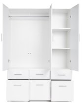 Meblosiek - Trodijelni garderobni ormar s ladicama Snow 04 B - bijela