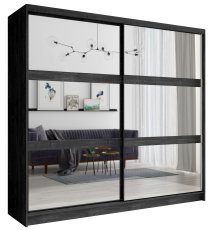 Garderobni ormar s kliznim vratima s ogledalom Togo 12 - jesen portland crni