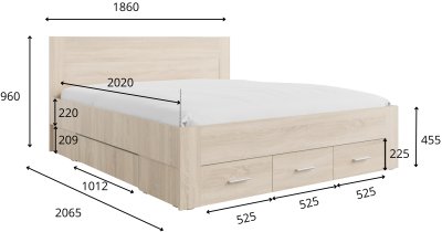 Meblosiek - Krevet s ladicama Mons - 180x200 cm - bijela