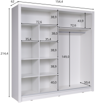 Meblosiek - Garderobni ormar s kliznim vratima Baku 10 - 150 cm - kašmir bež