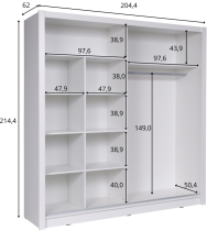 Meblosiek - Garderobni ormar s kliznim vratima Baku 12 - 205 cm - kašmir bež