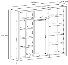 Meblosiek - Garderobni ormar s kliznim vratima Baku 13 - 250 cm - kašmir bež