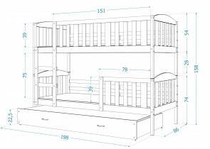 AJK Meble - Krevet na kat Kubus MDF - 90x200 cm