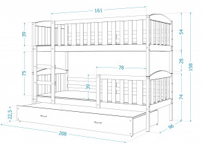AJK Meble - Krevet na kat Kubus MDF - 90x200 cm