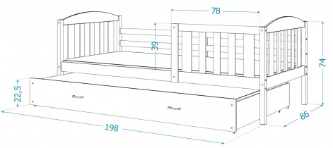AJK Meble - Krevet s dodatnim ležajem Kubus P2 - 80x190 cm