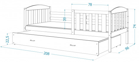 AJK Meble - Krevet s dodatnim ležajemm Kubus P2 MDF - 90x200 cm