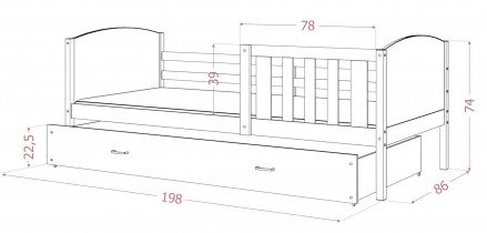 AJK Meble - Krevet s dodatnim ležajem Tami P2 graphic - 80x190 cm 