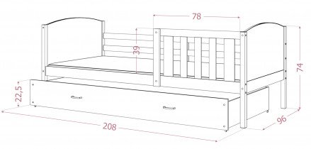 AJK Meble - Krevet s dodatnim ležajem Tami P2 graphic - 90x200 cm 
