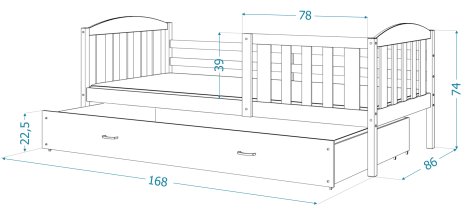 AJK Meble - Krevet Kubus P - 80x160 cm
