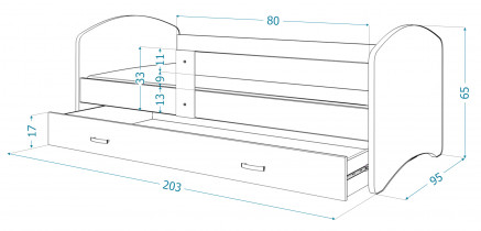 AJK Meble - Dječji krevet Lucky 90x200 cm