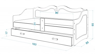 AJK Meble - Dječji krevet Lili T 1808 K - 80x180 cm