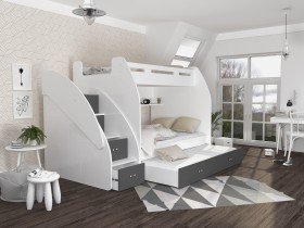 AJK Meble - Krevet na kat Zuzia 3 s dodatnim ležajem - 120x200 cm 