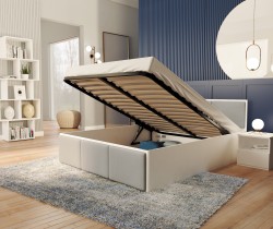 AJK Meble - Podizni tapecirani krevet Panama plus - 120x200 cm - bijeli