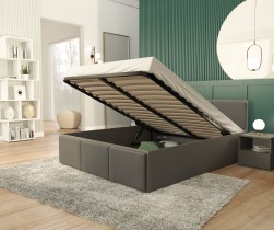 AJK Meble - Podizni krevet Panama tapecirani plus - 120x200 cm - sivi