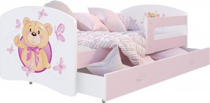 AJK Meble - Dječji krevet Lucky 80x140 cm - svijetlo roza