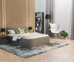 AJK Meble - Krevet sa spremnikom Panama plus - 140x200 cm - siva