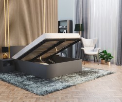 AJK Meble - Krevet sa spremnikom Panama plus - 140x200 cm - siva