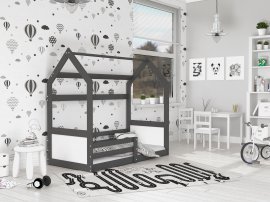 AJK Meble - Dječji krevet Domek Miki 80x190 cm - graphite-bijela