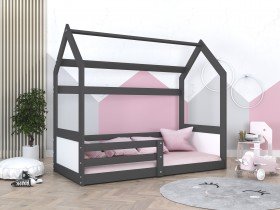 AJK Meble - Dječji krevet Domek Miki 80x190 cm - graphite-bijela