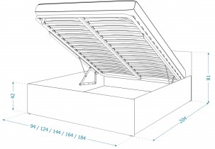 Krevet sa spremnikom Panama plus - 90x200 cm - siva