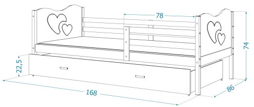 AJK Meble - Krevet s dodatnim ležajem Max P2 - 80x160 cm