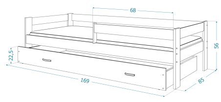 AJK Meble - Krevet Hugo P2 1608 MDF - 80x160 cm