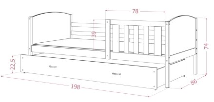 AJK Meble - Krevet s dodatnim ležajem Tami P2 - 80x190 cm