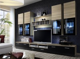 Multimedija TV regal Lyra 300 cm LED - sonoma hrast/crni sjaj