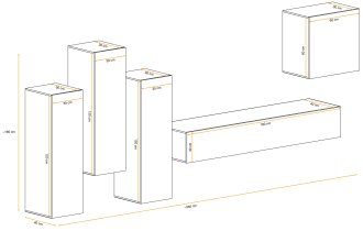 ASM Meble - Multimedija TV regal Switch III 330 cm - bijeli