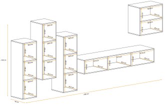 ASM Meble - Multimedija TV regal Switch III 330 cm - bijeli