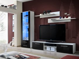 Multimedija TV regal Galino A 250 cm LED - bijeli/crni