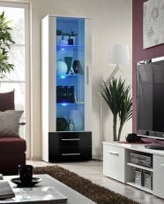 Vitrina Neo I LED - bijeli/crni sjaj/bijeli sjaj