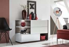 Komoda Silk 240 cm LED - bijela/perla elm