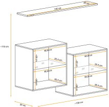 ASM Meble - Regal za dnevni boravak Switch SB III LED - wotan hrast