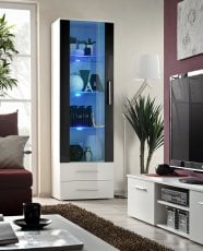 Vitrina Neo I LED - bijeli/sjajno bijeli/sjajno crn