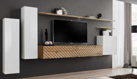 Regal za dnevni boravak Switch I - bijeli/hrast wotan