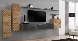 Regal za dnevni boravak Switch I - hrast wotan/graphite