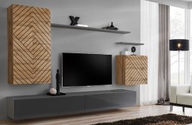 Regal za dnevni boravak Switch II - hrast wotan/graphite